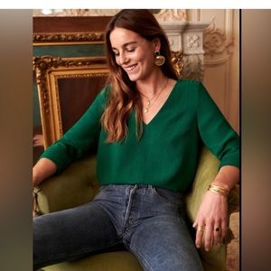 Sezane Babeth Blouse Size 36 Green
